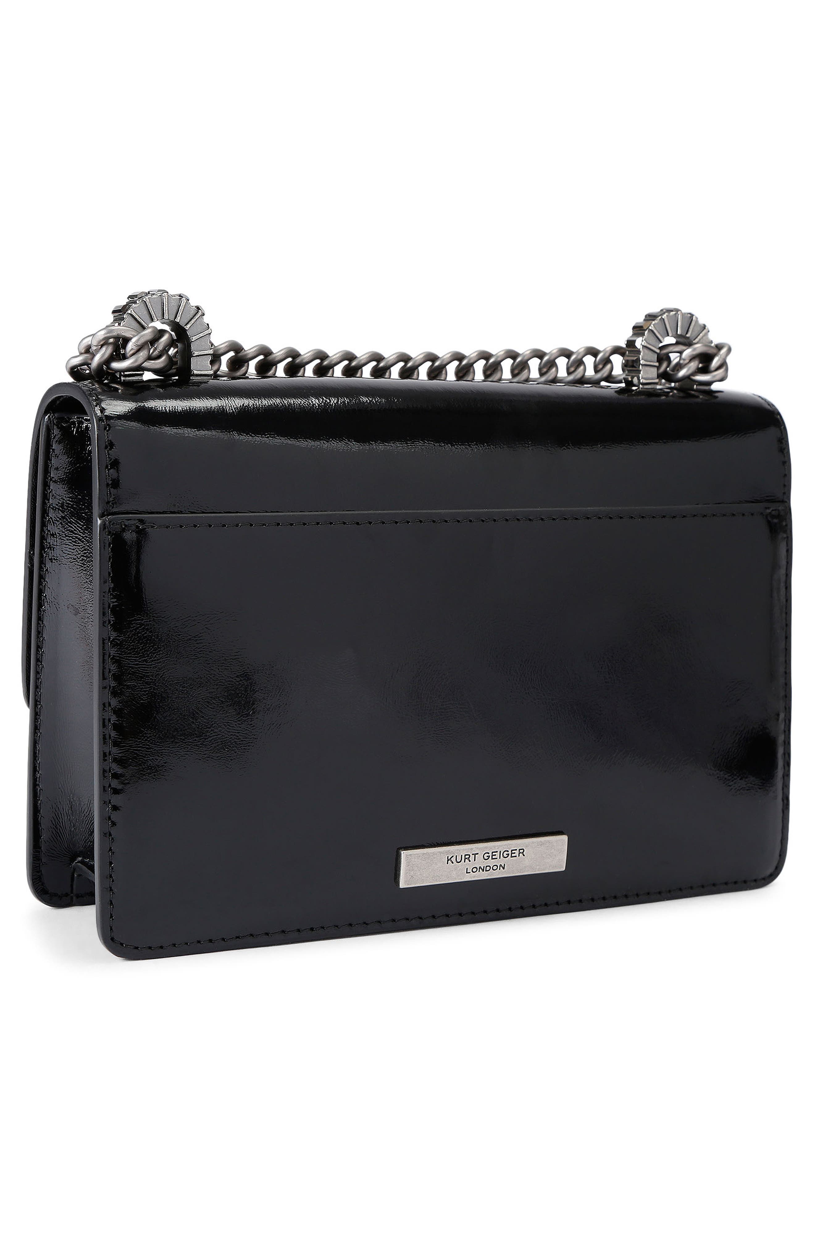 Kurt Geiger London Small Shoreditch Bow Convertible Leather Crossbody Bag, Alternate, color, Charcoal