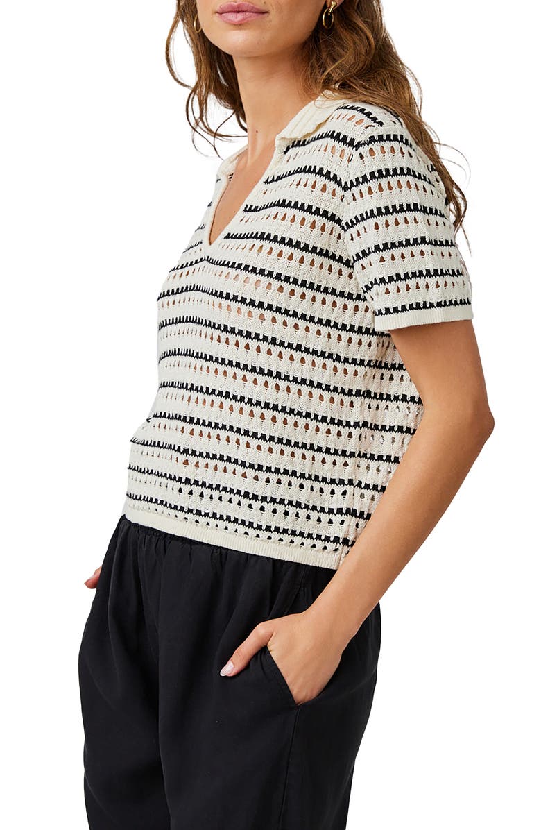 Bella Dahl Mixed Stitch Short Sleeve Linen & Cotton Sweater, Alternate, color, 