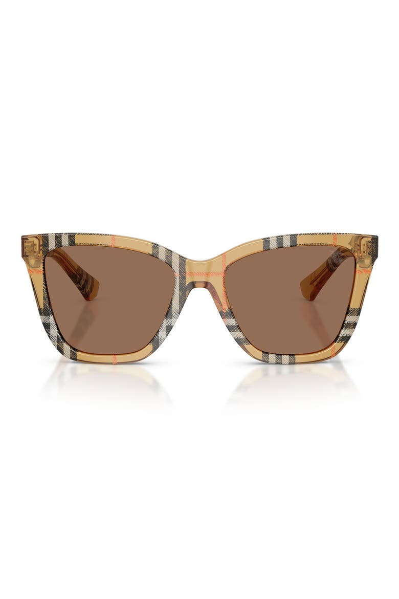 54mm Square Sunglasses, Main, color, CHECK SAND / DARK BROWN
