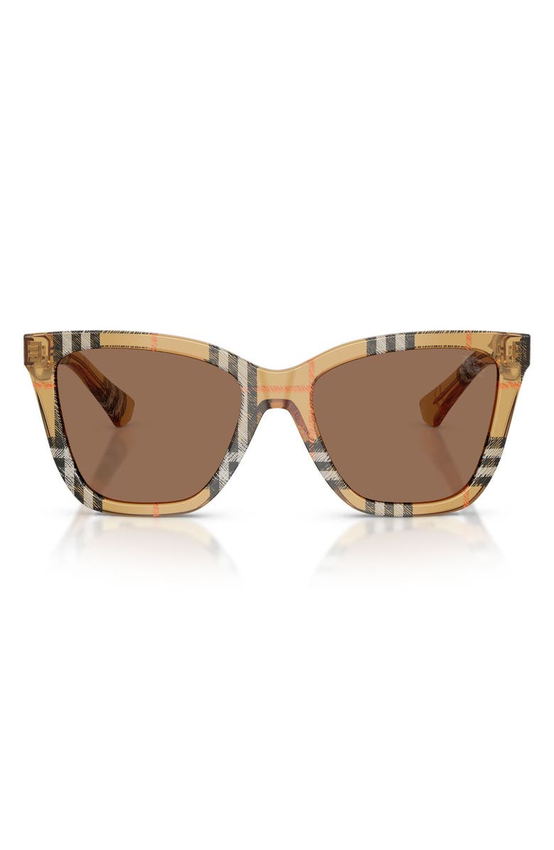 Burberry 54mm Square Sunglasses, Main, color, Check Sand / Dark Brown