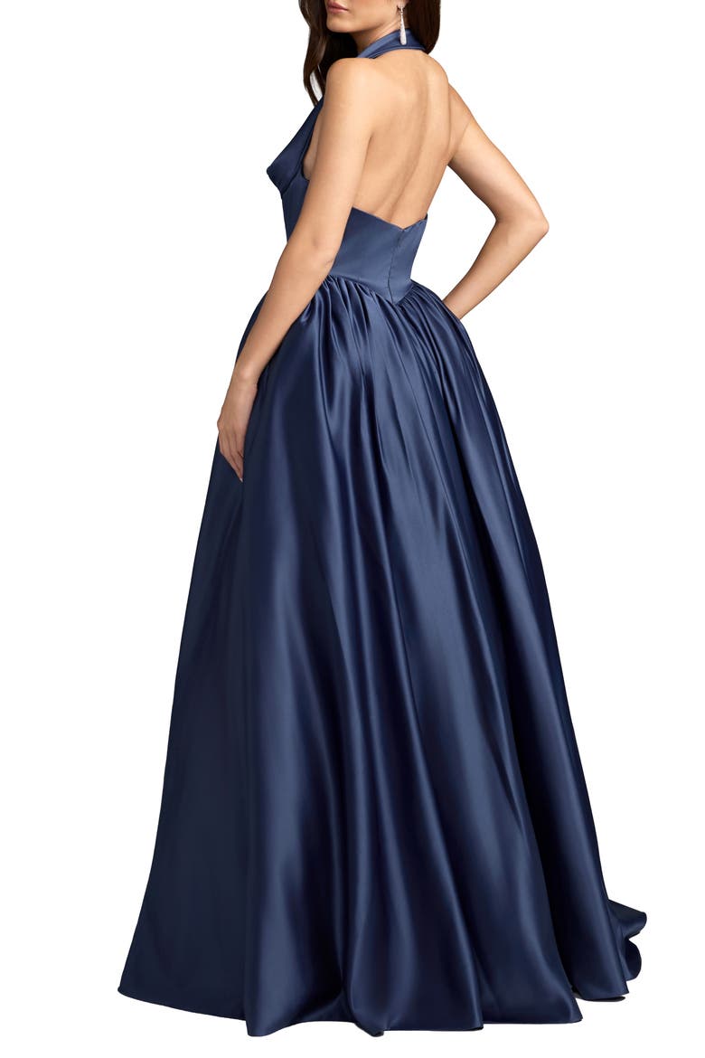 Sleeveless Open Back Satin Ball Gown, Alternate, color, Sapphire