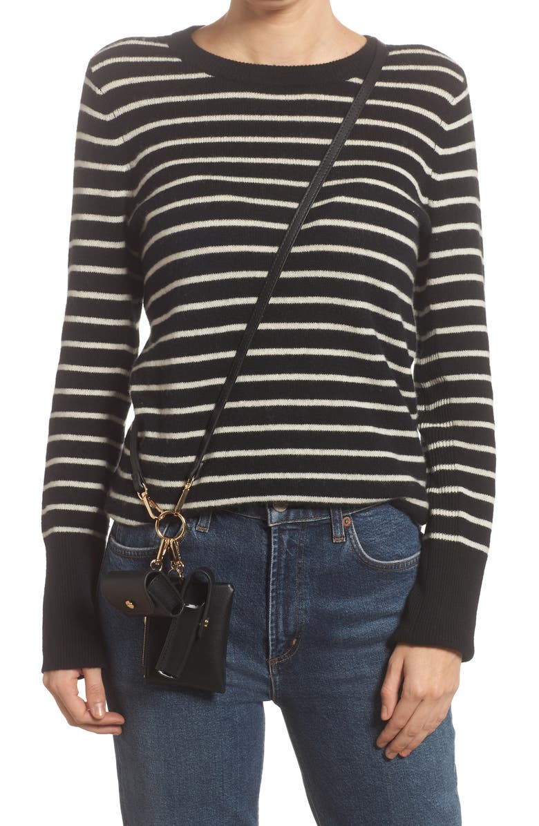 Mali + Lili Devon Water Resistant Card Holder Lanyard, Alternate, color, Black