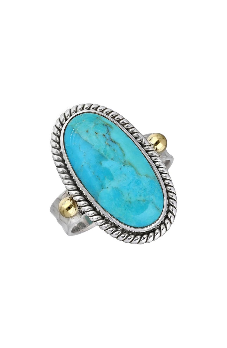 YS GEMS Sterling Silver Braided Trim Turquoise Ring, Main, color, 