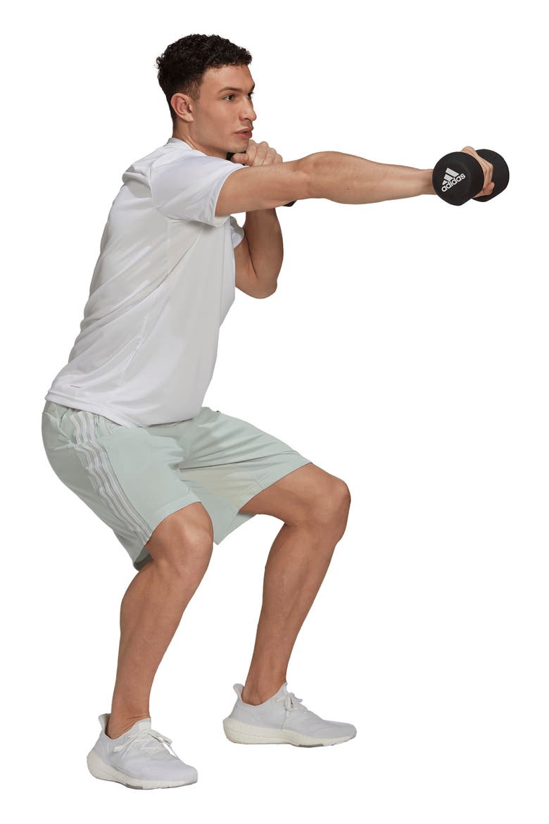 3-Stripes Active Shorts, Alternate, color, LINEN GREEN/ WHITE