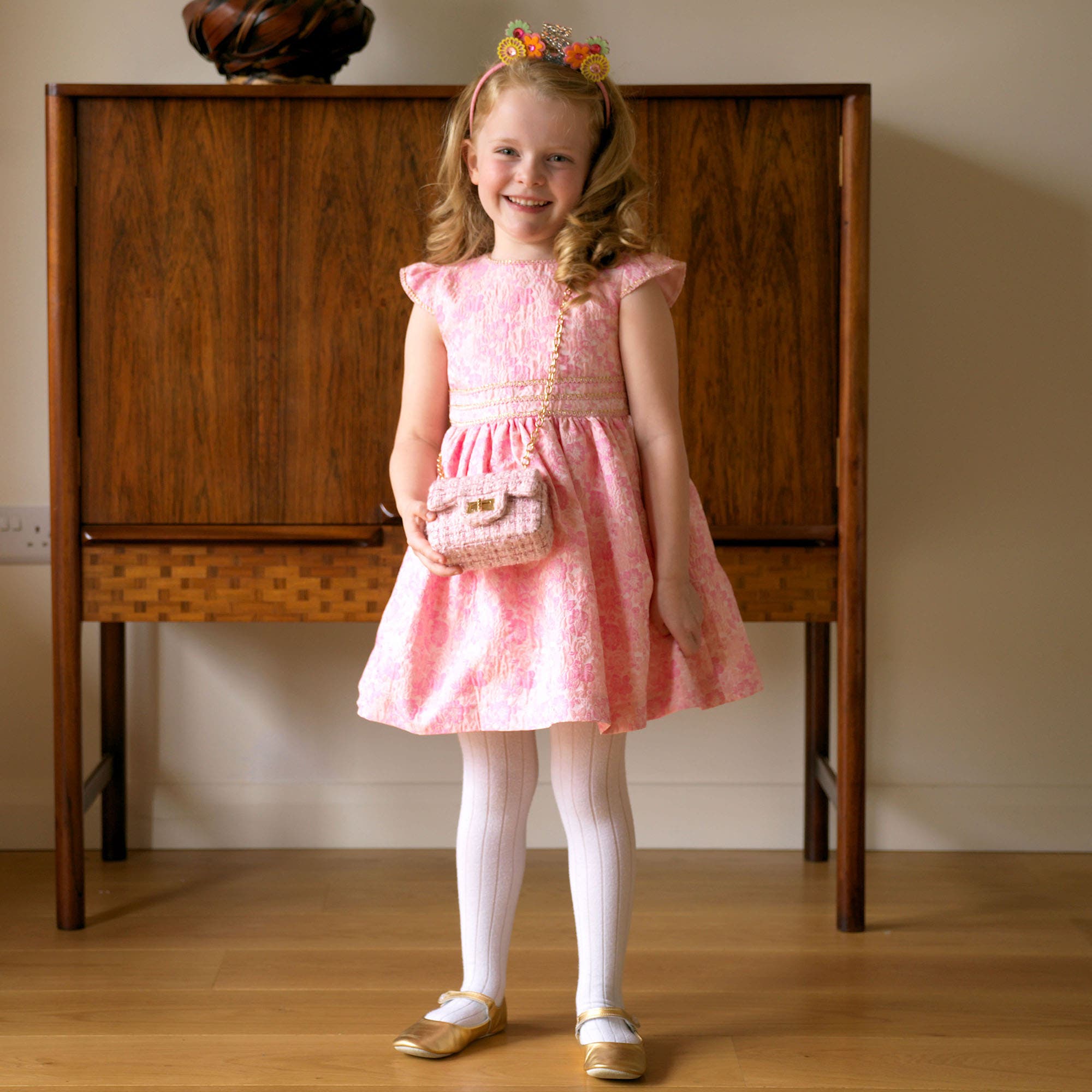 Rachel Riley Pink Tweed Cross Body Bag, Alternate, color, Pink