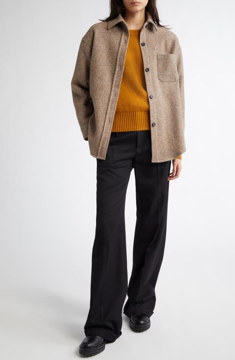 Oversize Donegal Cashmere & Wool Button-Up Shirt