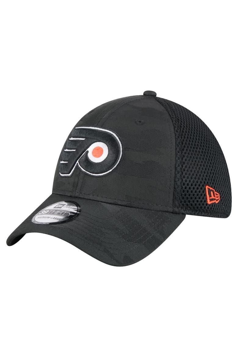 Men's New Era  Black Philadelphia Flyers Active Subtle Camo 39THIRTY Flex Hat, Main, color, Black