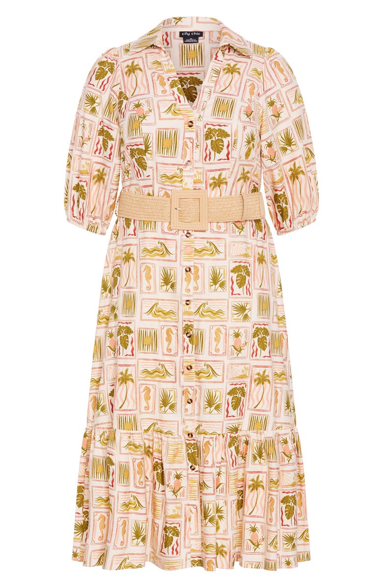 City Chic Anna Print Button-Up Shirtdress, Alternate, color, 