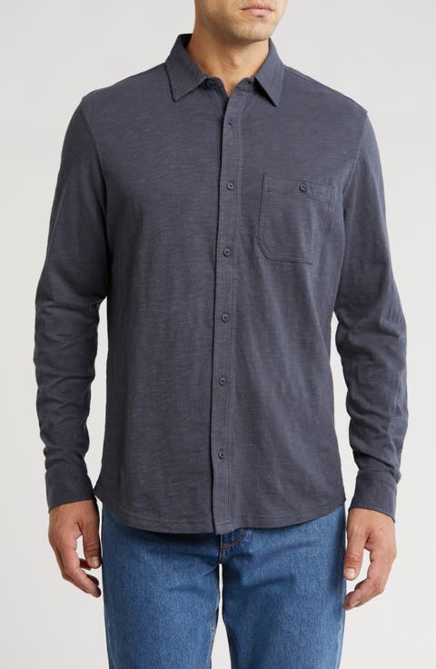 Slub Cotton Button-Down Shirt