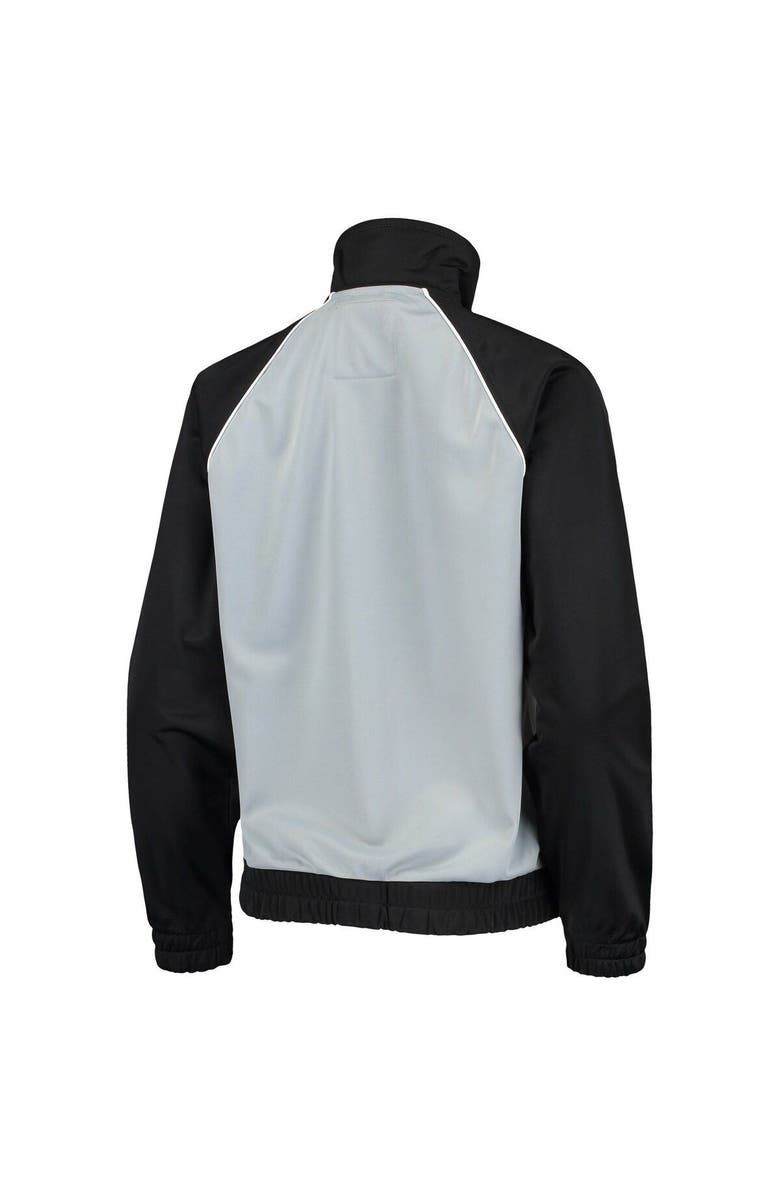 G-III 4HER BY CARL BANKS Women's G-III 4Her by Carl Banks Black/Silver Las Vegas Raiders Backfield Raglan Full-Zip Track Jacket, Alternate, color, 