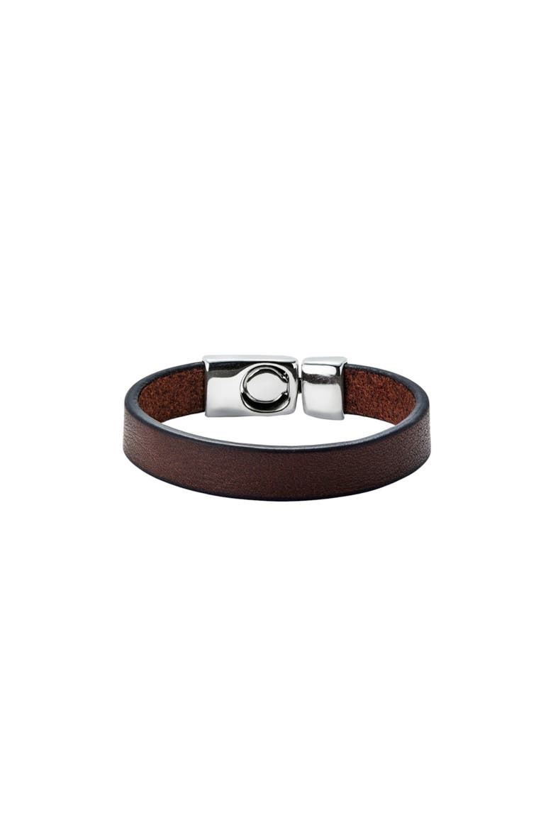 Brown Leather Band, Main, color, Silver