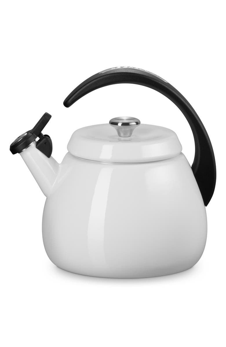 Le Creuset 2.2-Quart Enameled Stainless Steel Whistling Cloche Kettle, Main, color, White