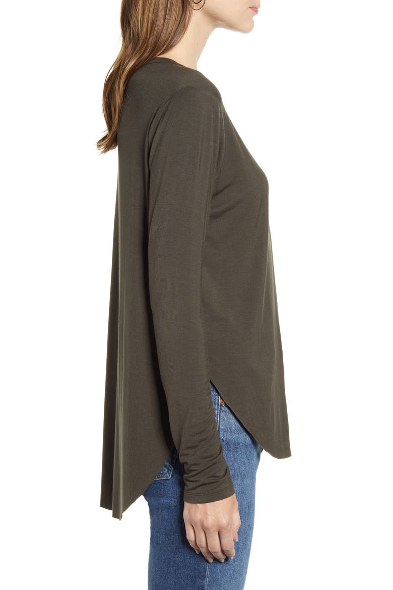Long Sleeve Shirttail Hem Shirt, Alternate, color, GREY BELUGA