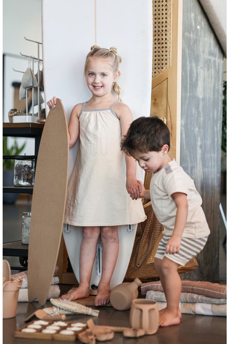 Kids' Island Stripe Dress, Alternate, color, TAN HEATHER