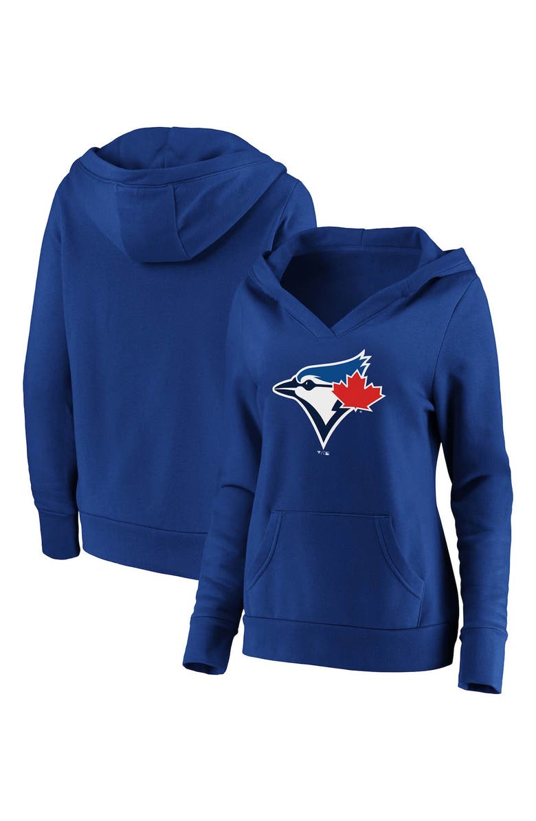 FANATICS Women's Fanatics Branded Royal Toronto Blue Jays Official Logo Crossover V-Neck Pullover Hoodie, Alternate, color, Royal