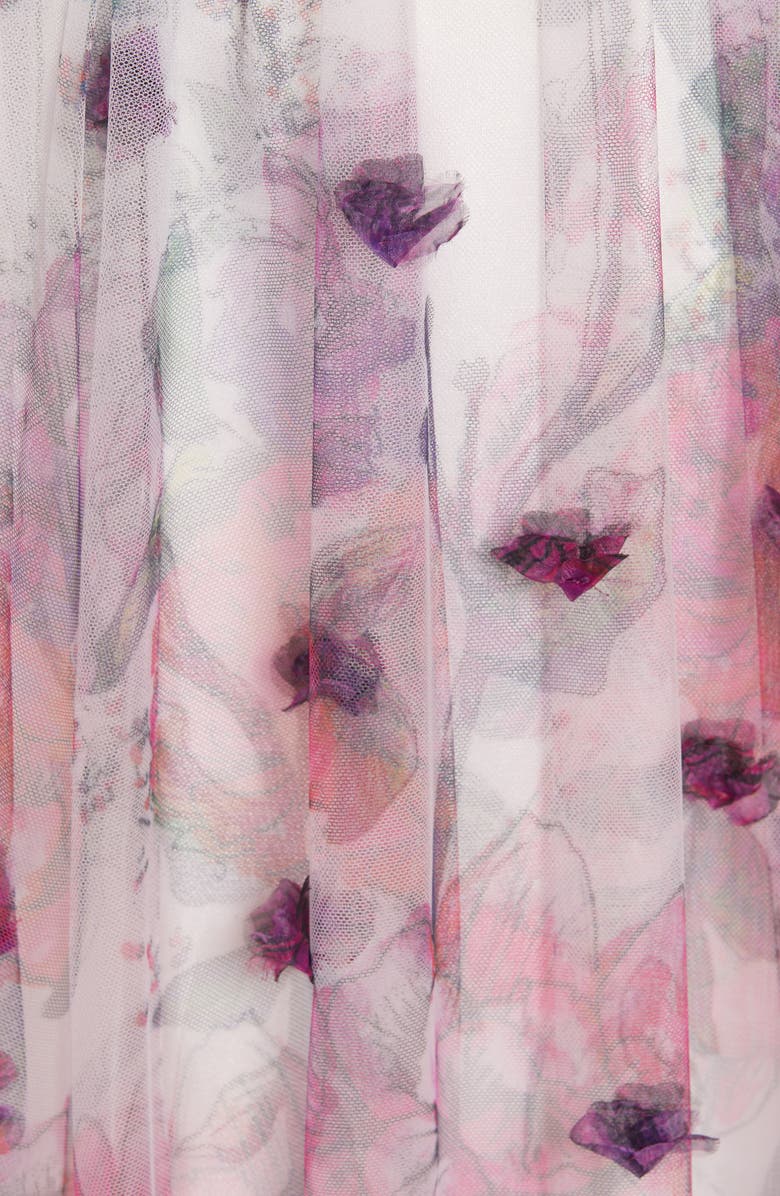 Marchesa Notte 3D Floral Tulle Evening Dress, Alternate, color, 