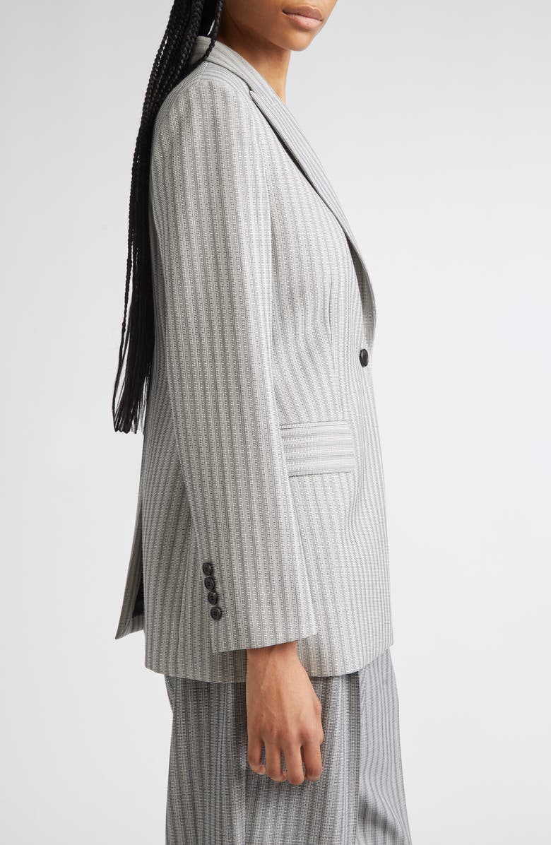 PARTOW Bow Textured Stripe Virgin Wool Blazer, Alternate, color, Light Grey Stripe