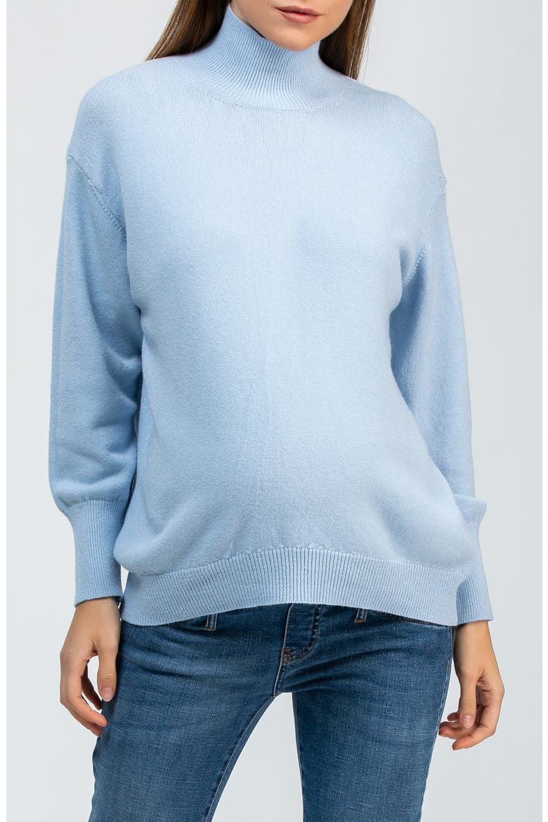 Regina Mock Neck Maternity Sweater, Main, color, RETRO BLUE