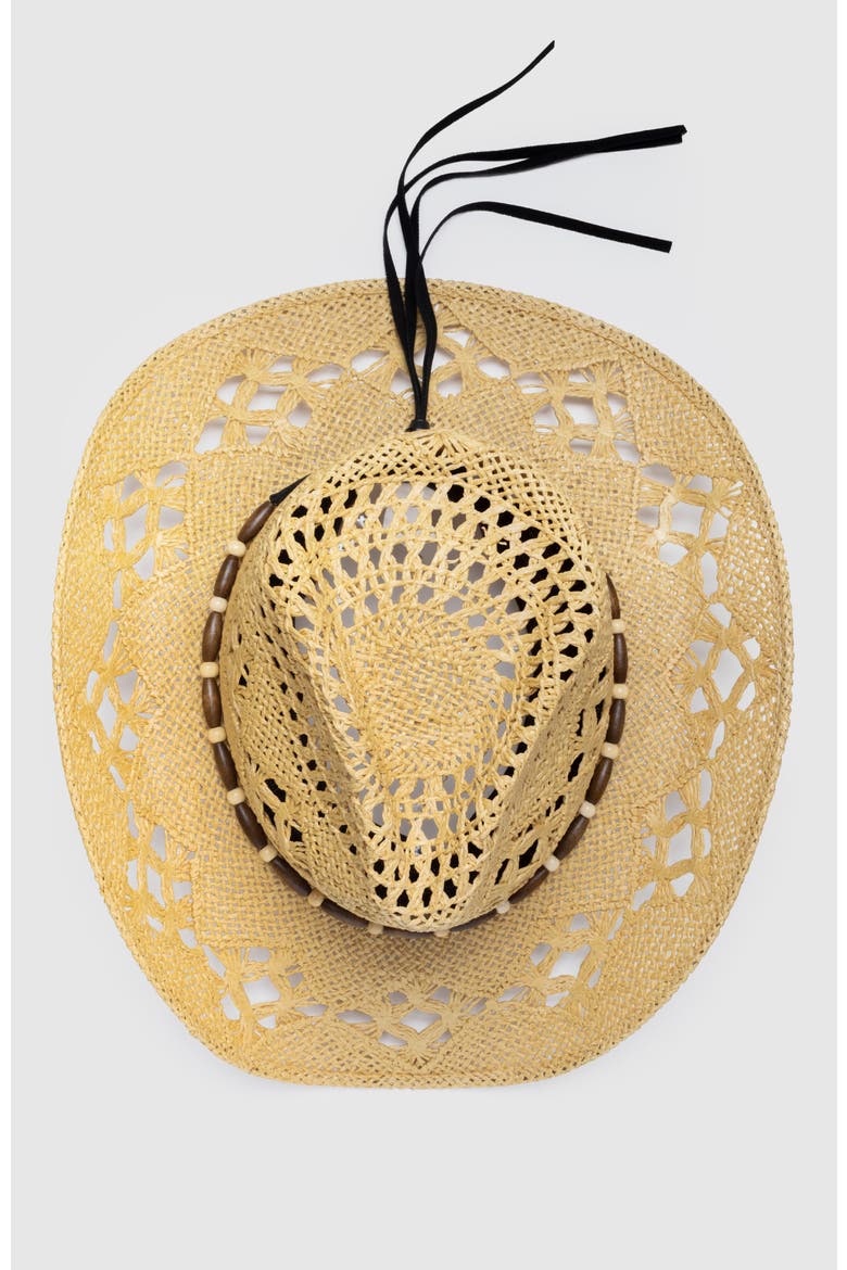 Twister Legacy  Handwoven Straw Sun Hat - Bohemian Summer Cowboy Hat, Alternate, color, Ochre  / Beige
