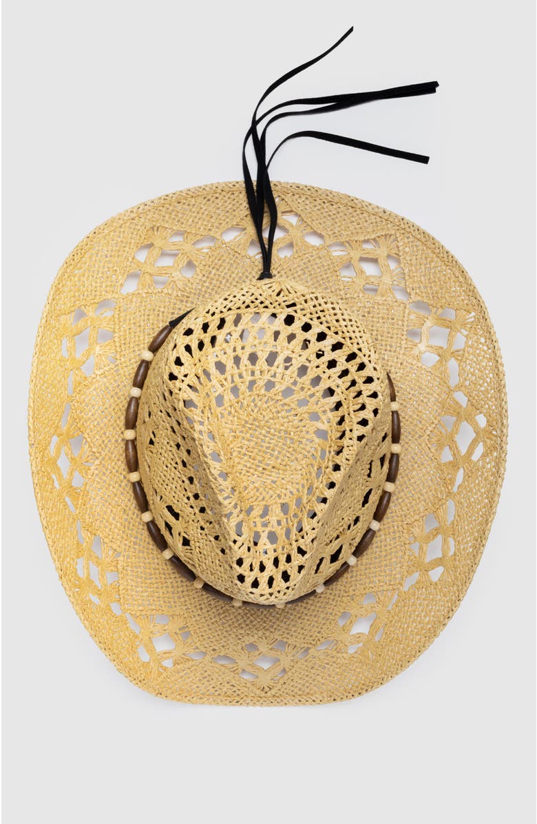 Manela Twister Legacy  Handwoven Straw Sun Hat - Bohemian Summer Cowboy Hat, Alternate, color, Ochre  / Beige