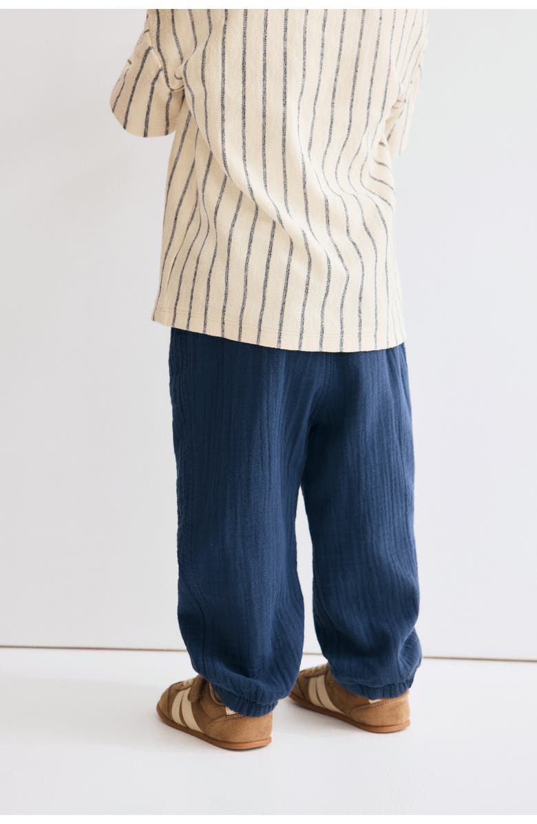 H&M 2-pack Cotton Muslin Trousers, Alternate, color, Dark Blue/Light Khaki Green
