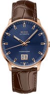 MIDO Commander Big Date Automatic Croc Embossed Leather Strap Watch, 42mm