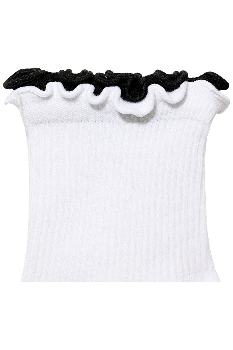 Solid Double Ruffle Lightweight Quarter Socks, Alternate, color, WHITE RUFFLE