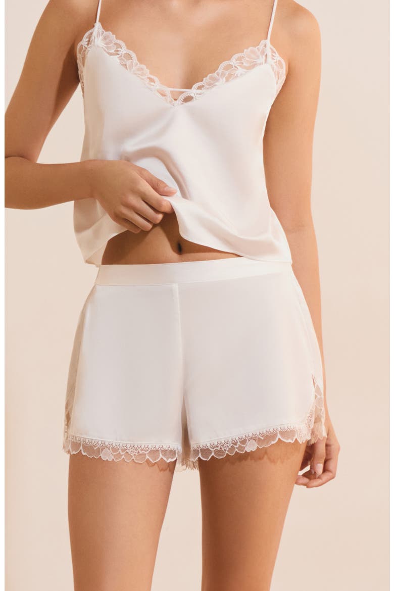 Bridal Bliss Lace Trim Shorts, Alternate, color, WHITE