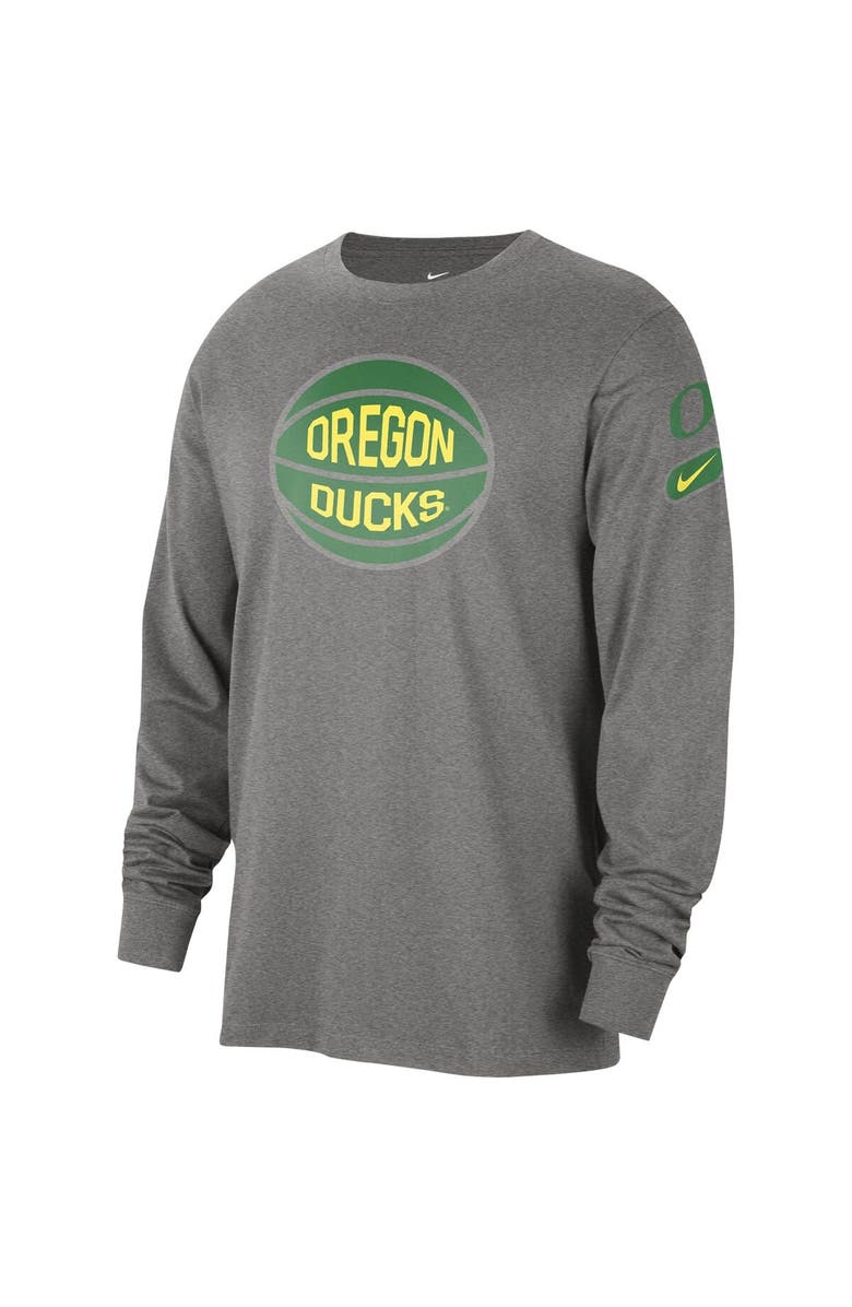 Nike Men's Nike Heather Gray Oregon Ducks Fast Break Long Sleeve T-Shirt, Alternate, color, Heather Gray