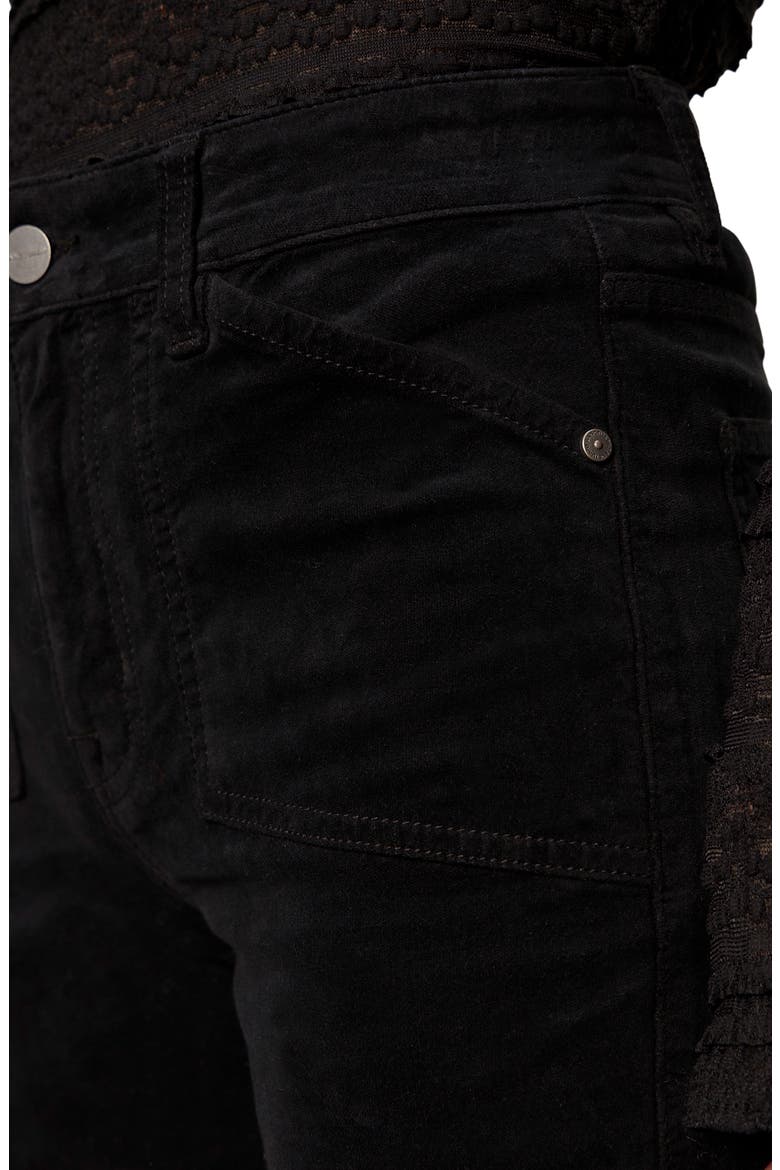 High Waist Bootcut Velveteen Pants, Alternate, color, BLACK