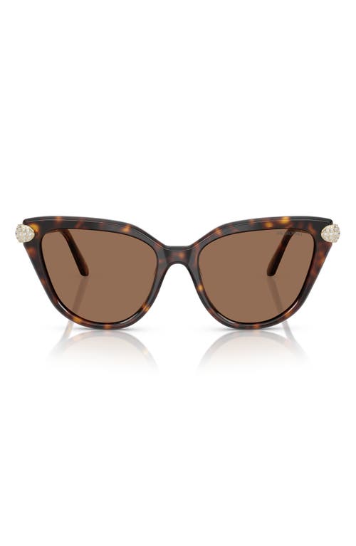 Swarovski Sk6038 Cat-eye Embellished Sunglasses In Havana/dark Brown