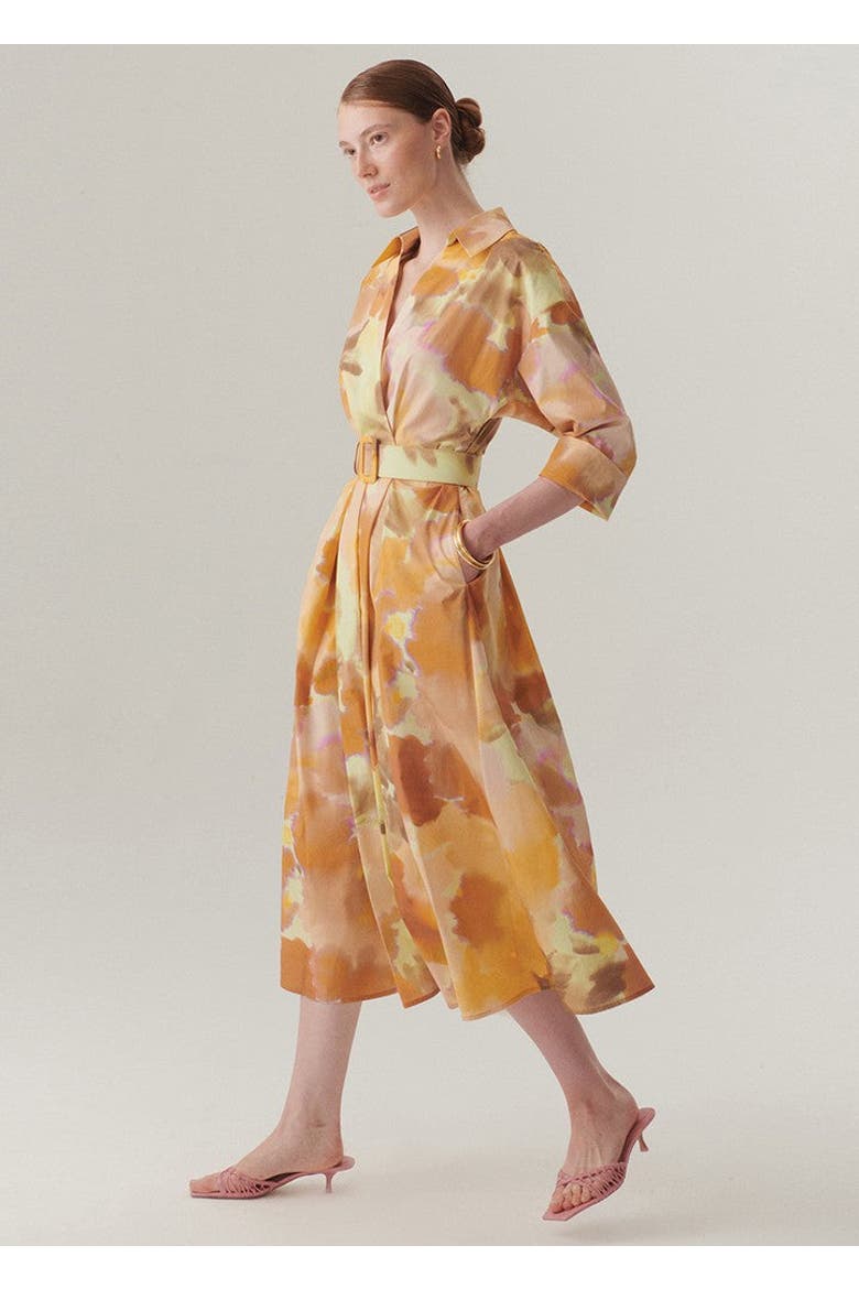 Brooklyn Midi Dress, Alternate, color, Yellow Patterned