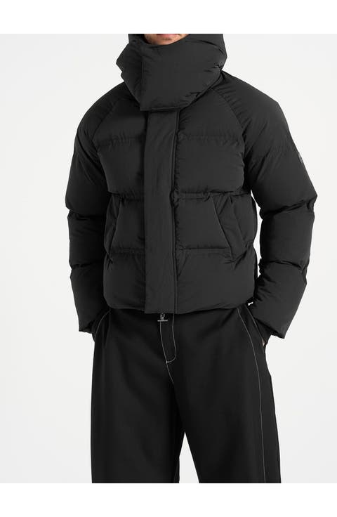 Bradley Unisex Cropped Raglan Wrap Neck Puffer Jacket