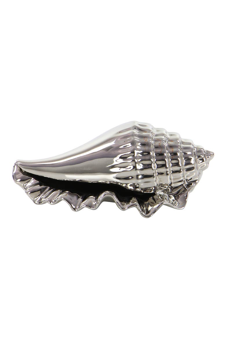 Silver Ceramic Shell Sea Life Sculpture - Set of 3, Alternate, color, SILVER