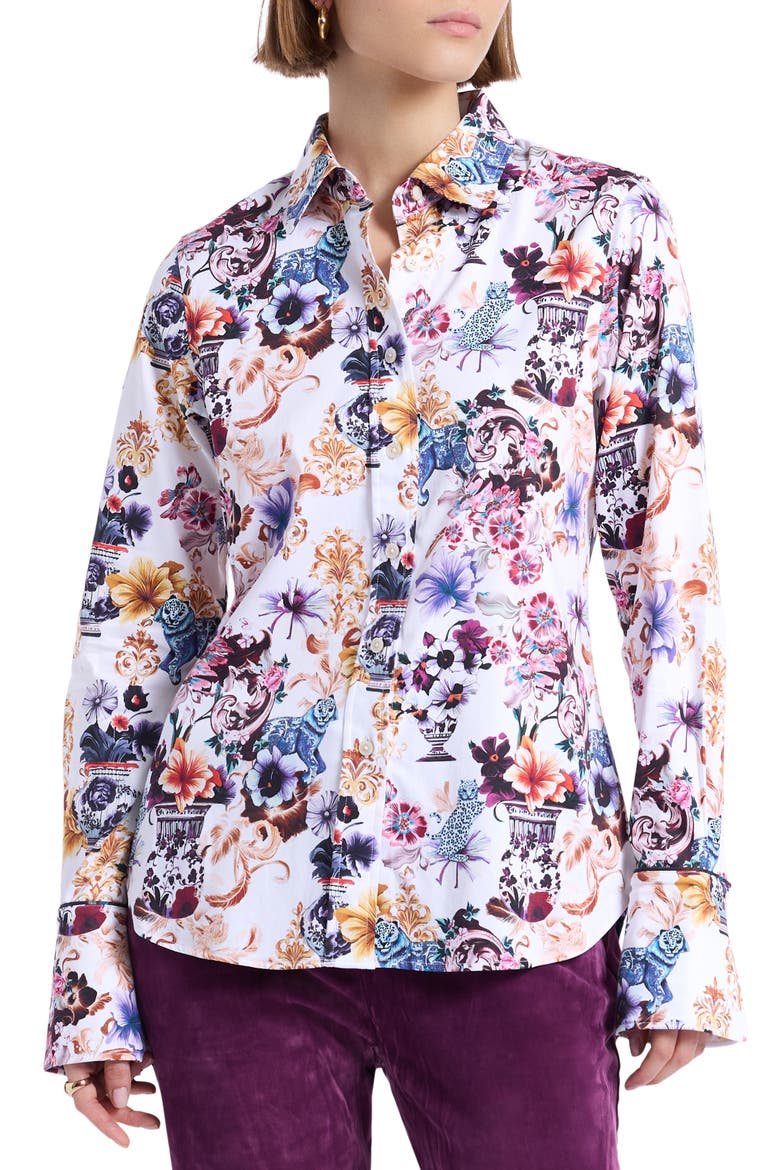 Priscilla Long Sleeve Woven Shirt, Main, color, WHITE MULTI