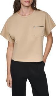 DKNY Zip Pocket Dolman Sleeve T-Shirt