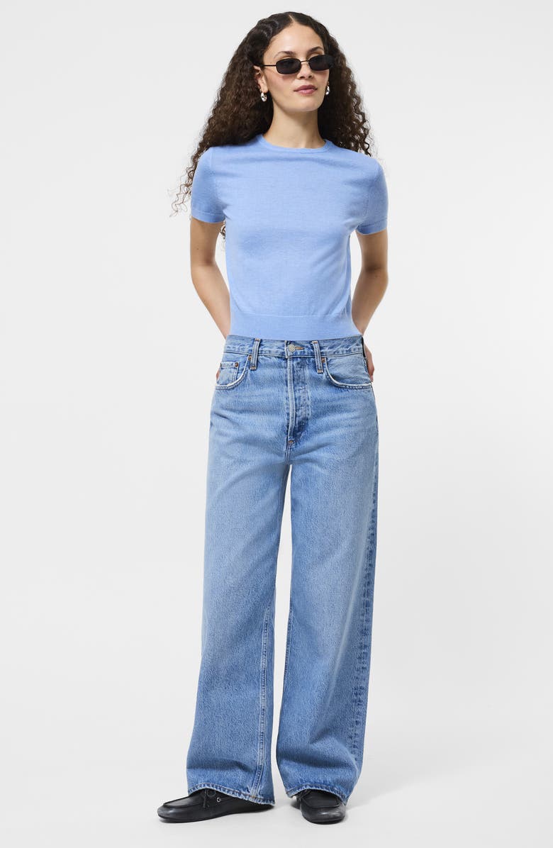 French Connection Nola Short Sleeve Sweater, Alternate, color, Thistle Blue