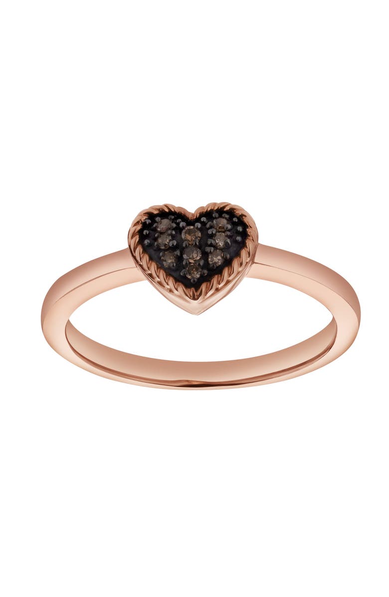 LuvMyJewelry Dalia Sterling Silver 0.05 Ct Diamond Heart Ring, Main, color, Pink Rhodium Sterling Silver