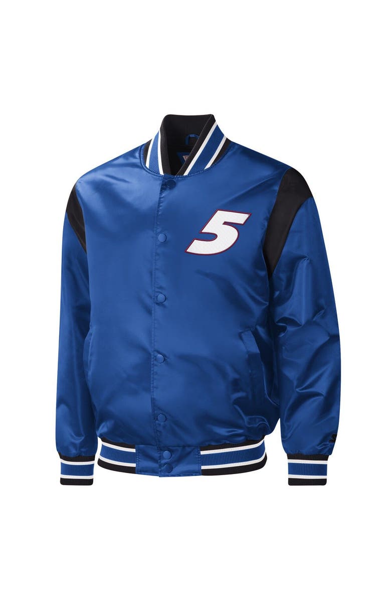STARTER Men's Starter Royal Kyle Larson Force Play Full-Snap Varsity Jacket, Alternate, color, Royal