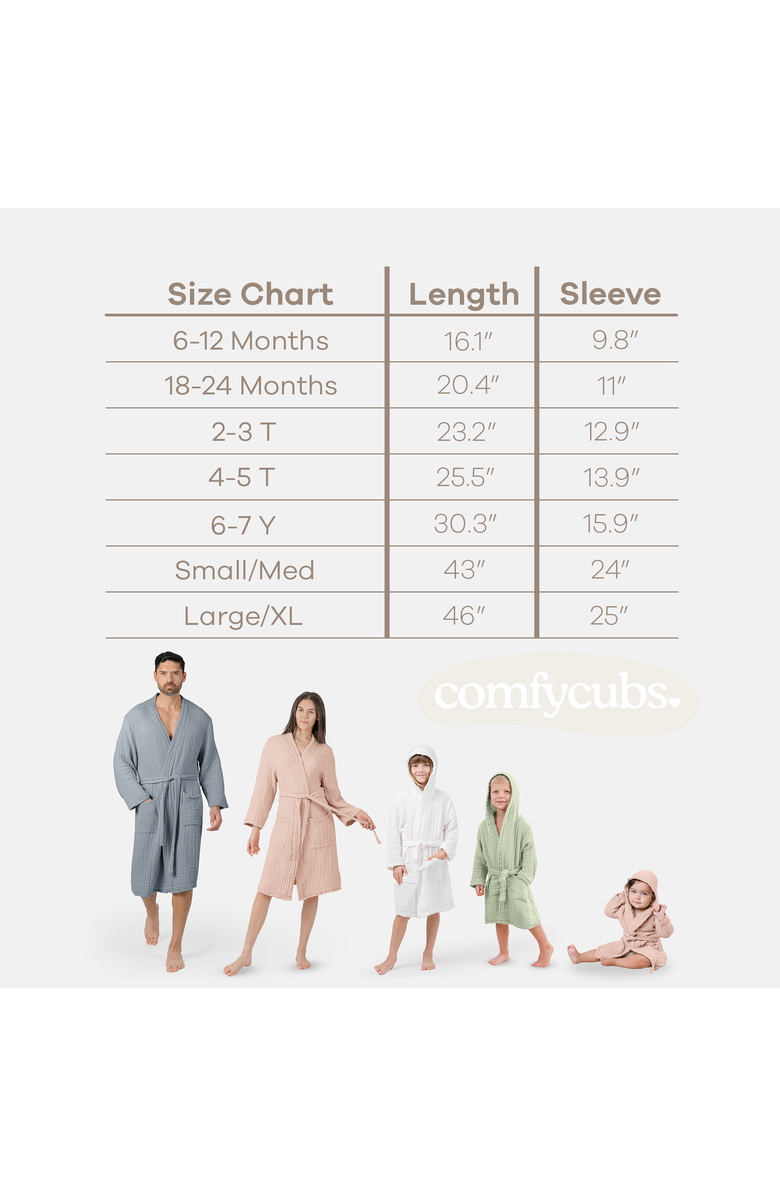Comfy Cubs Muslin Bath Robe for Baby and Toddler, Alternate, color, White