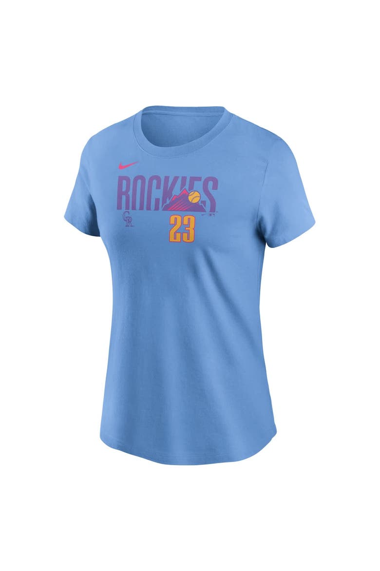 Women's Nike Kris Bryant Light Blue Colorado Rockies 2025 City Connect Fuse Name & Number T-Shirt, Alternate, color, Light Blue