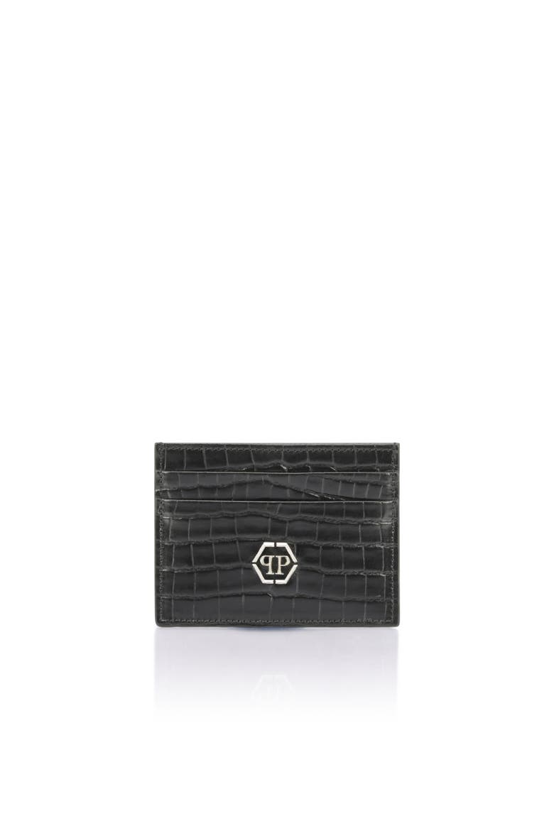 Leather Card Holder Cocco Men, Main, color, black