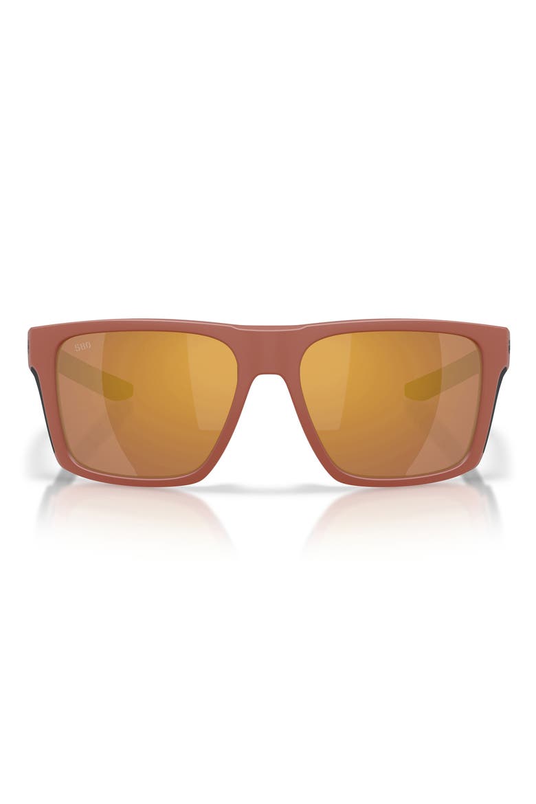 Lido 57mm Polarized Square Sunglasses, Main, color, MATTE TERRA COTTA / GOLD 580G