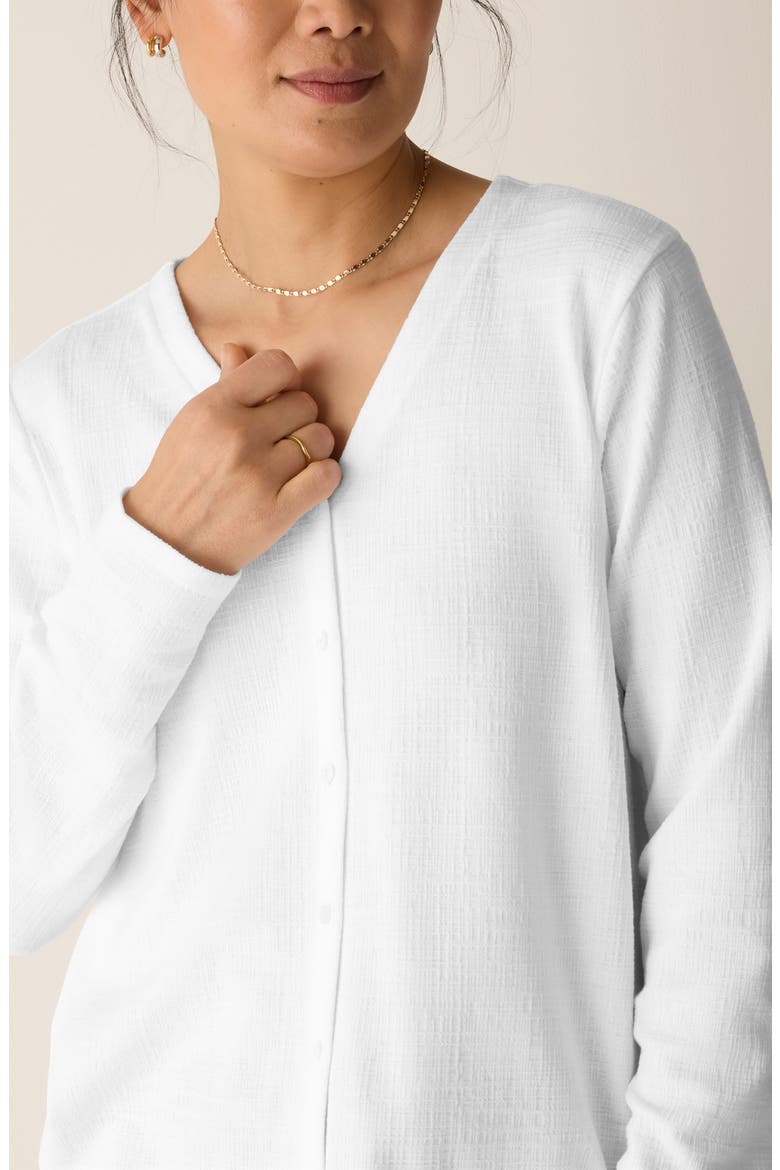 V-Neck Button Front Cardigan, Alternate, color, WHITE