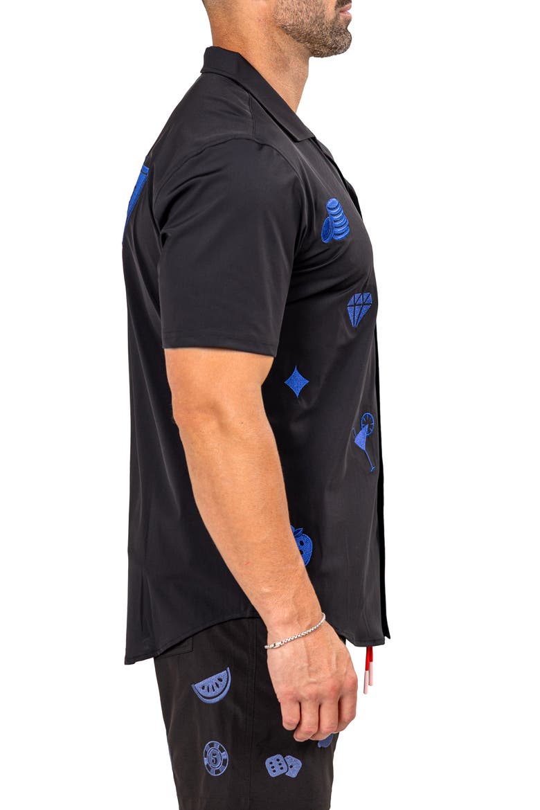 Marthy Black Camp Shirt, Alternate, color, BLACK