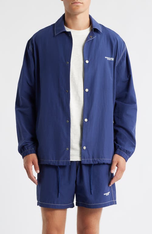 Brooklyn Industries Loose Fit Cotton & Nylon Snap-up Jacket In Blue