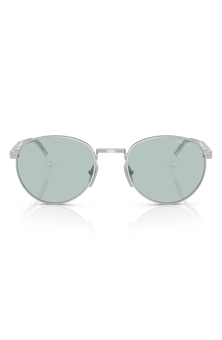 Prada 53mm Oval Sunglasses, Main, color, Silver Avio Chiaro/Acciaio