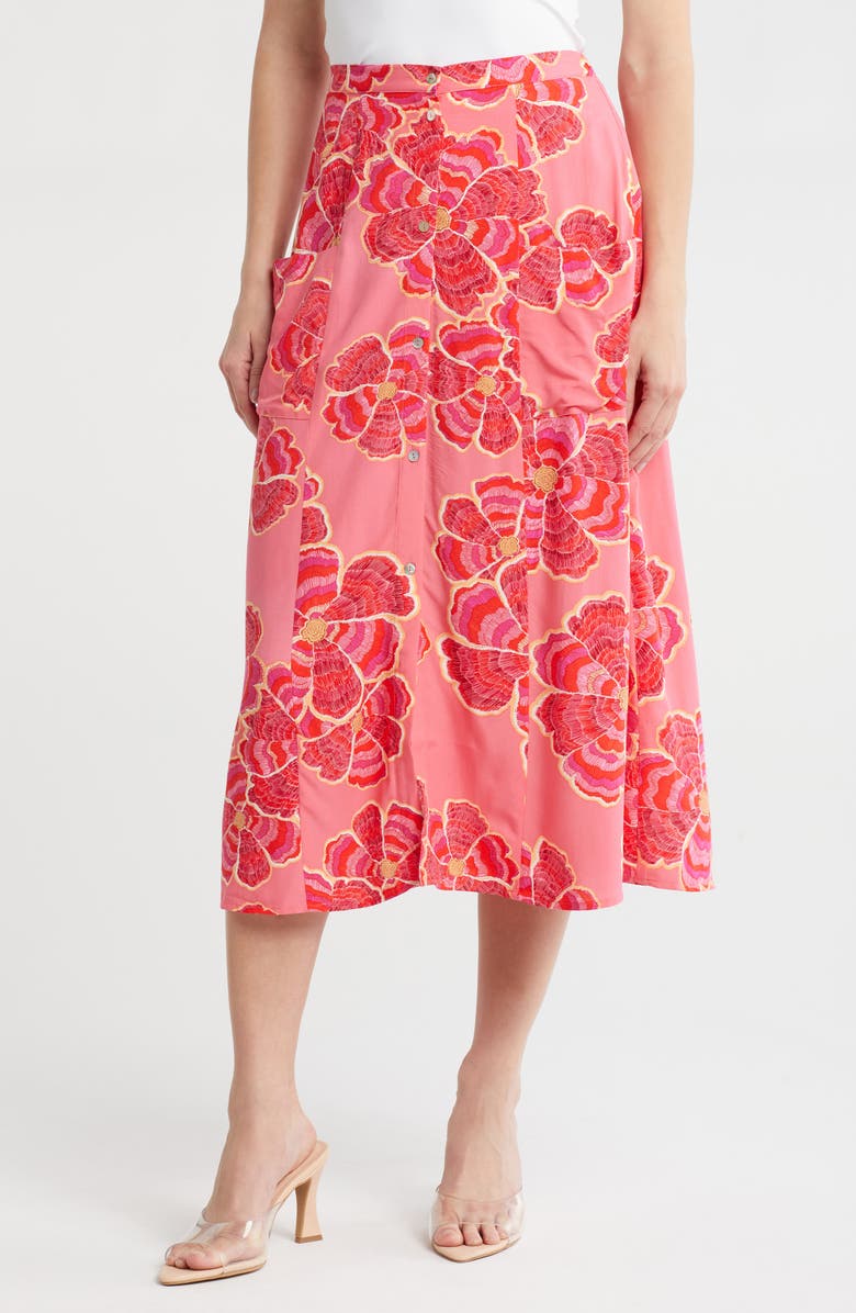 DR2 by Daniel Rainn Daniel Rainn Floral Midi Skirt, Main, color, Pink