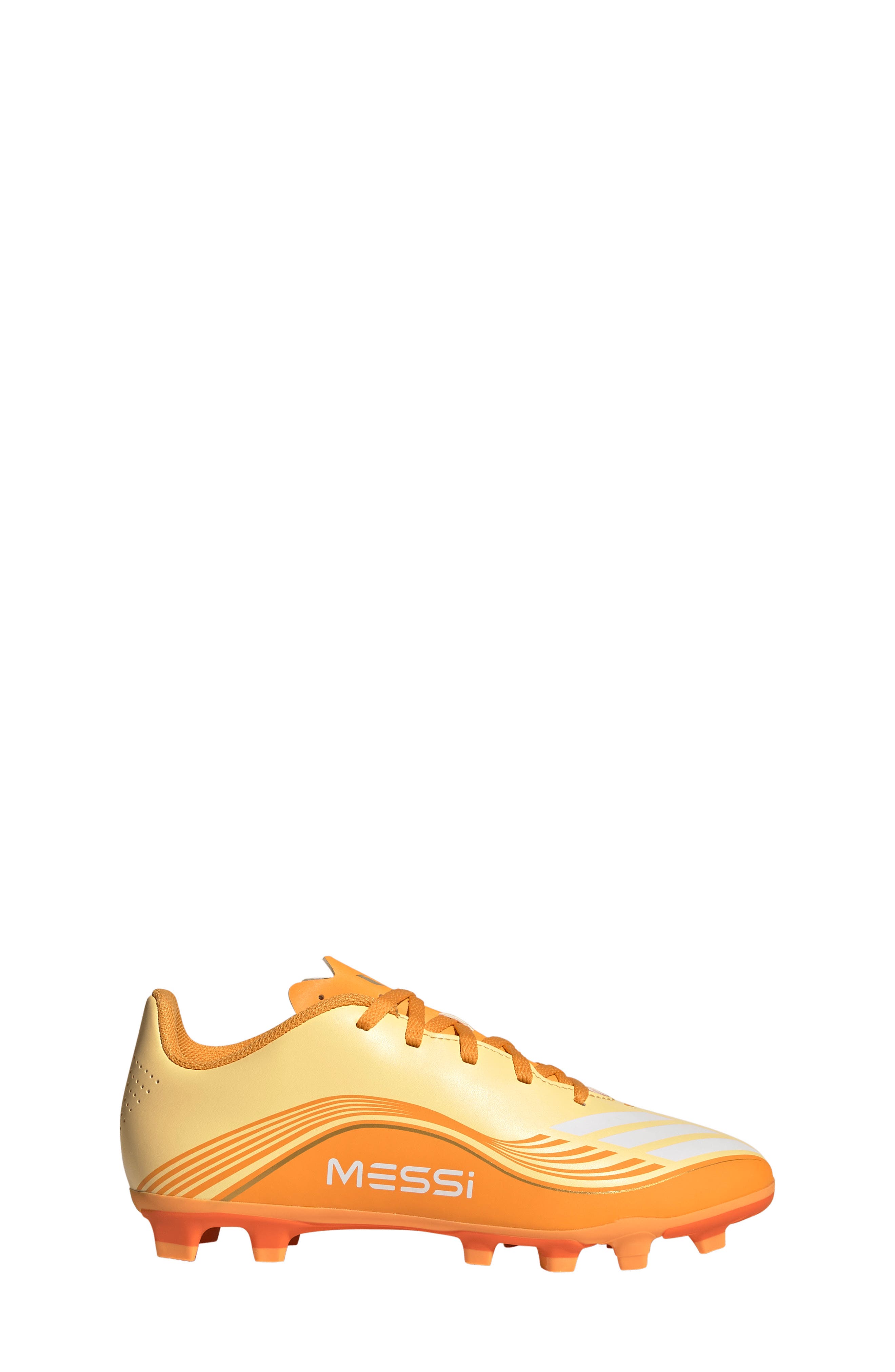 Kids' F50 Messi Club Soccer Cleat, Alternate, color, TANGERINE/ GOLD METALLIC