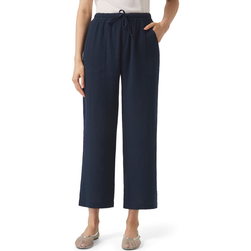Splendid Adele Cotton Gauze Drawstring Pants In Navy